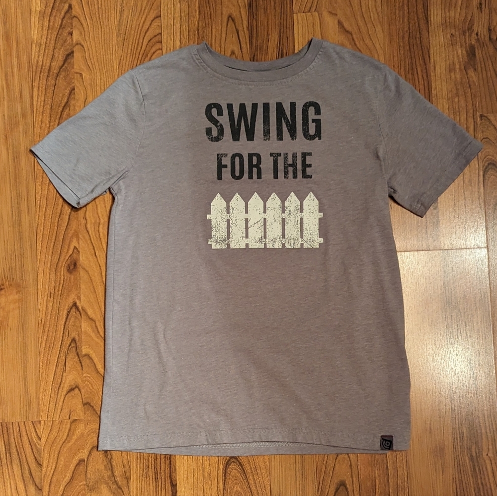 Boys DSG 'Swing for the Fences' Baseball T-Shirt in Gray and White, Size…